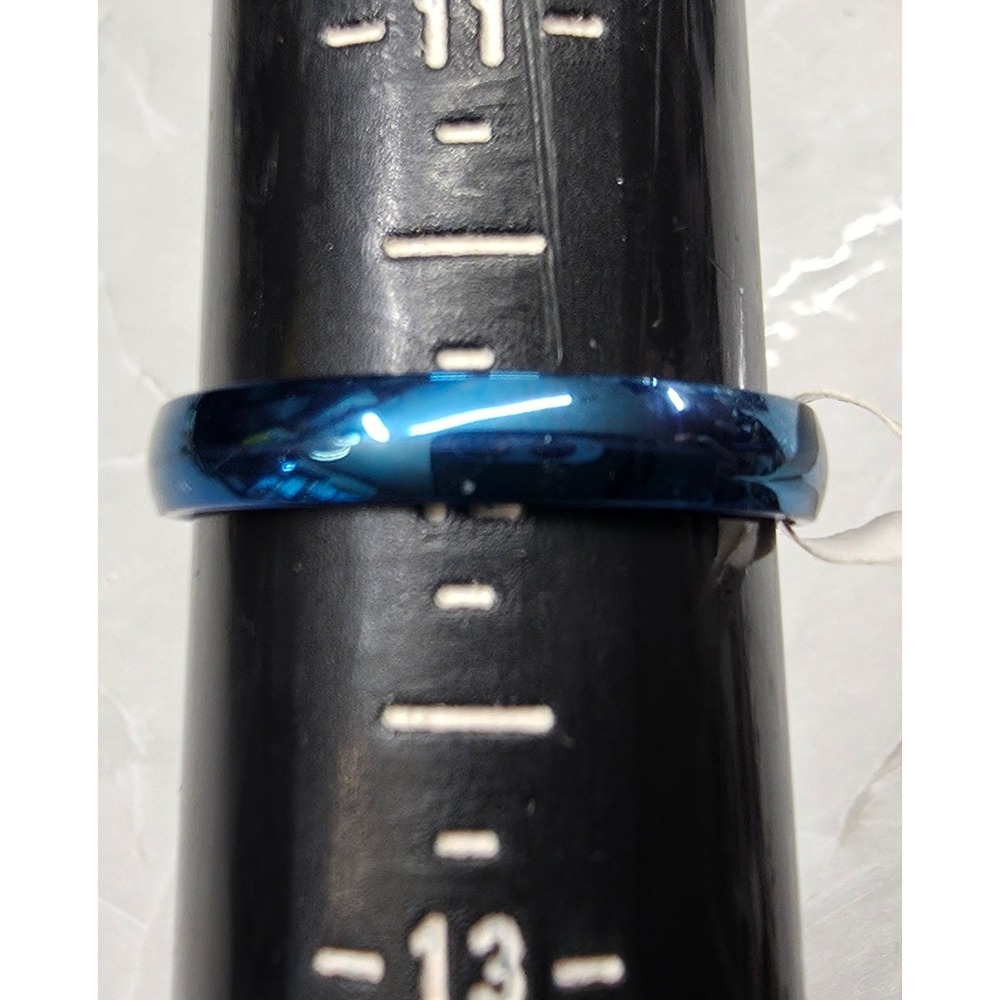 New Band Ring Size 12 Blue Metallic Minimalist Slim Design Stackable Wedding